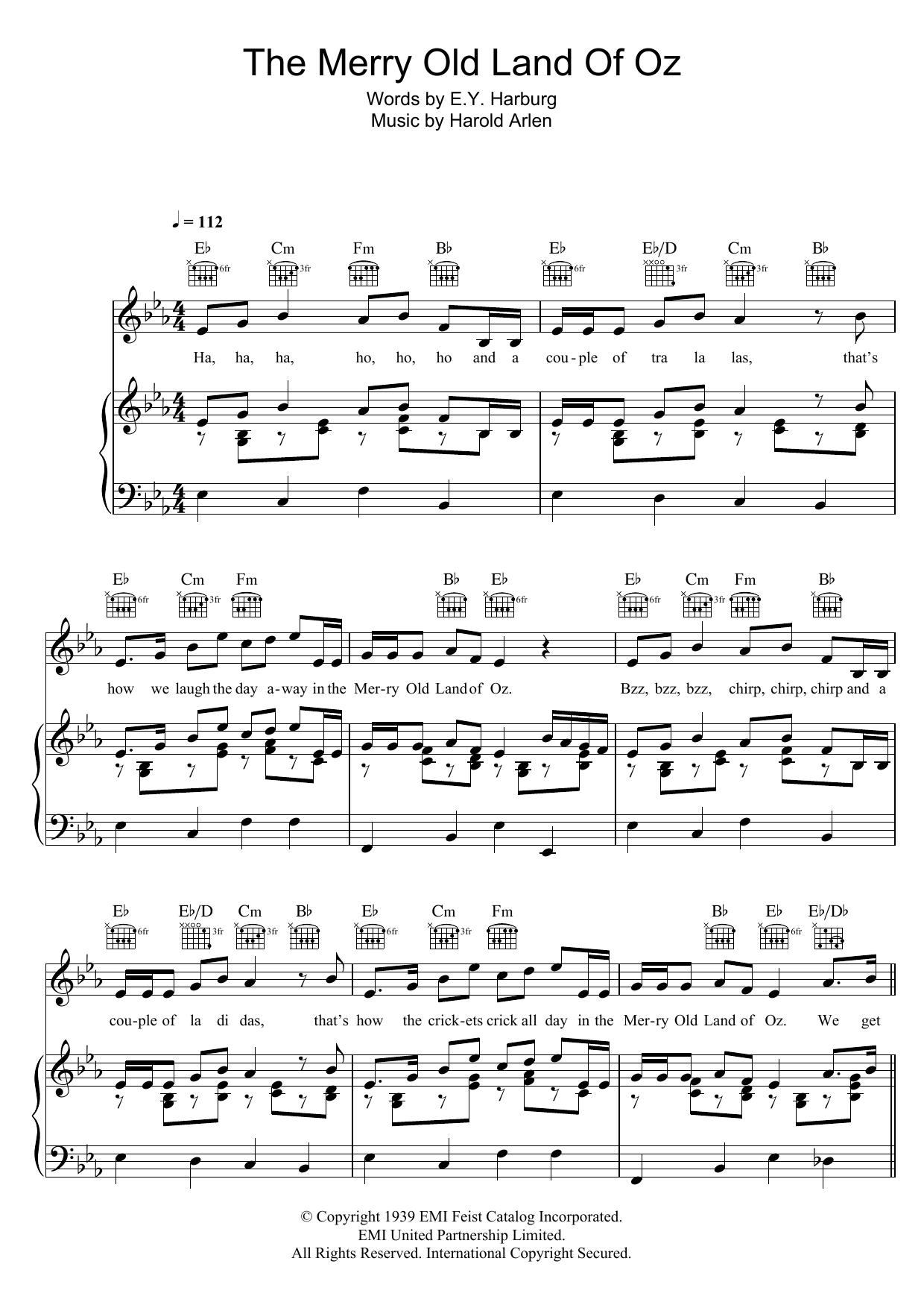 Harold Arlen The Merry Old Land Of Oz sheet music notes and chords arranged for Ukulele