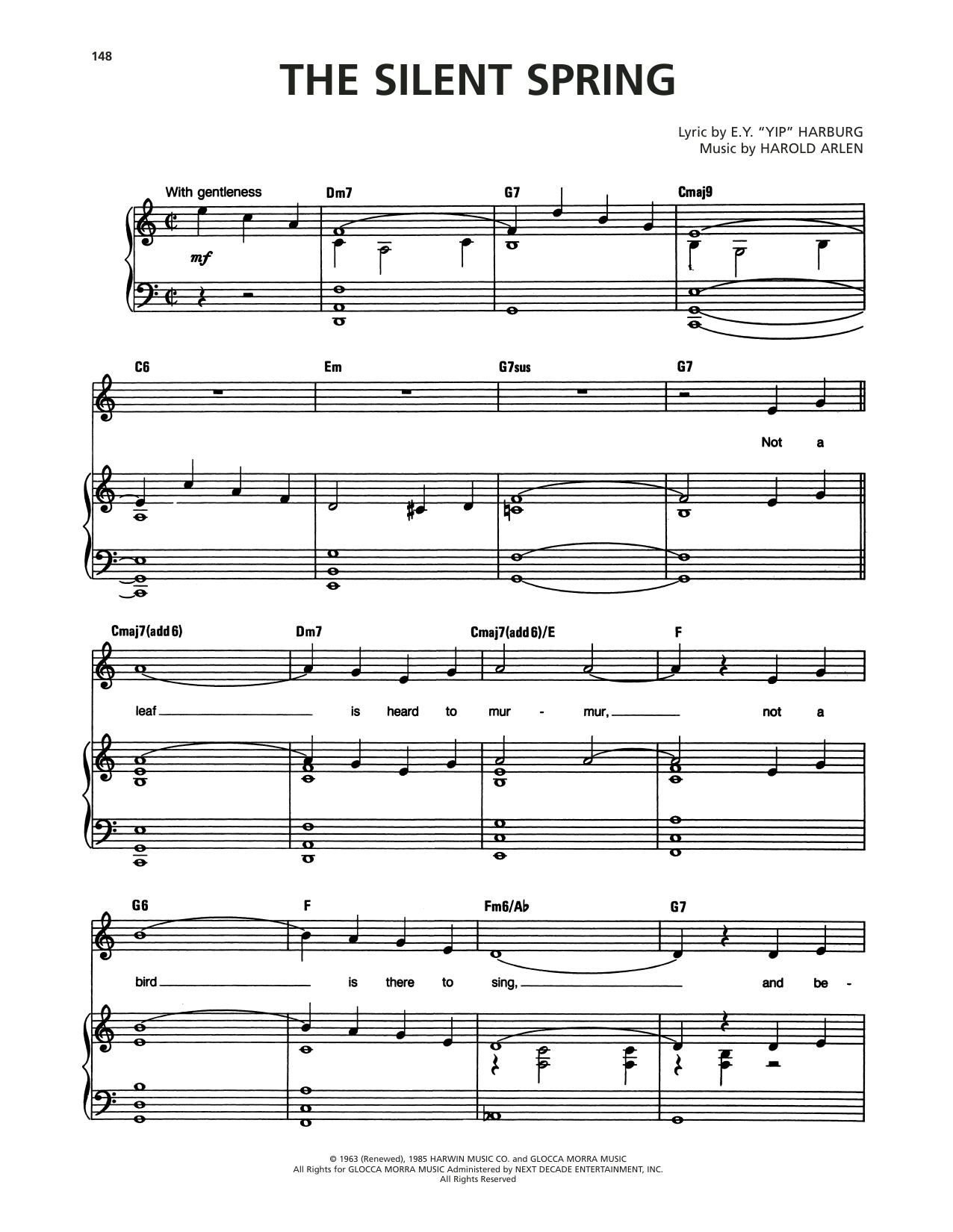 Harold Arlen The Silent Spring sheet music notes and chords arranged for Piano, Vocal & Guitar Chords (Right-Hand Melody)