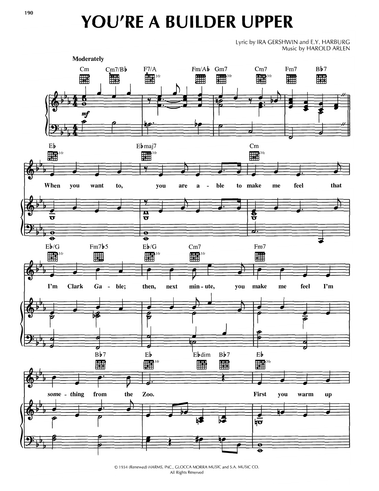 Harold Arlen You're A Builder Upper sheet music notes and chords arranged for Piano, Vocal & Guitar Chords (Right-Hand Melody)