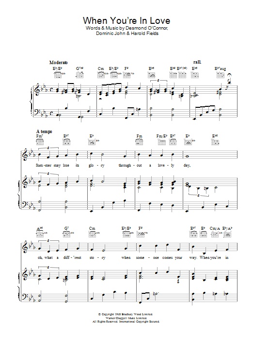 Harold Fields When You're In Love sheet music notes and chords arranged for Piano, Vocal & Guitar Chords