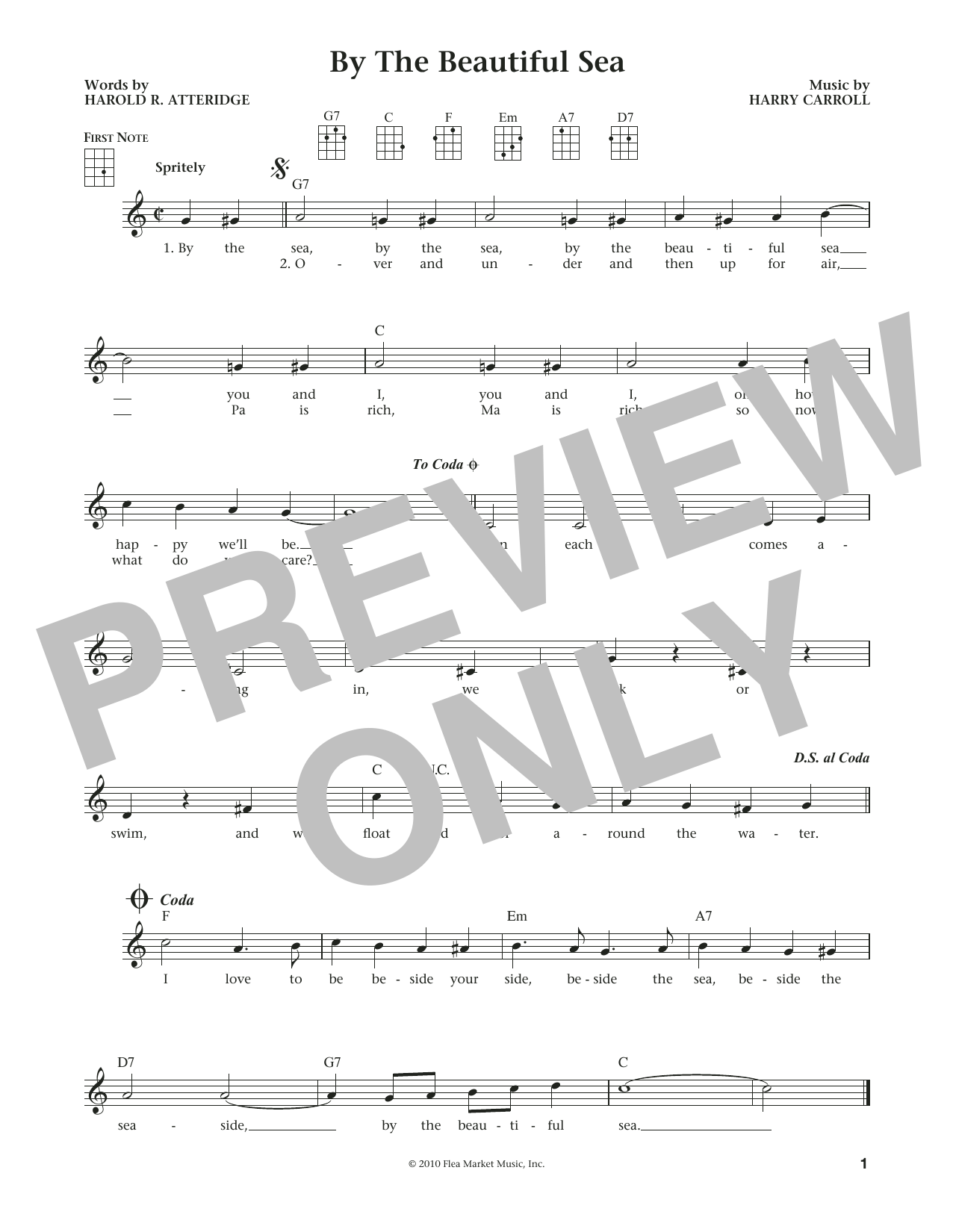 Harold R. Atteridge By The Beautiful Sea (from The Daily Ukulele) (arr. Liz and Jim Beloff) sheet music notes and chords arranged for Ukulele