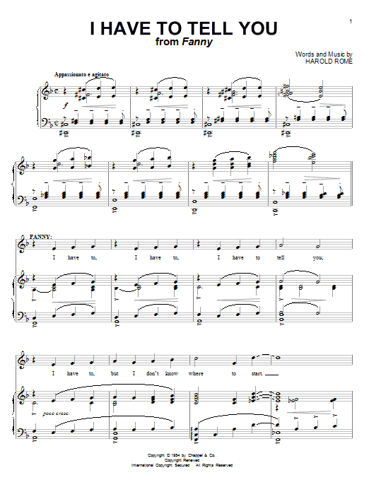 Harold Rome I Have To Tell You sheet music notes and chords arranged for Piano & Vocal
