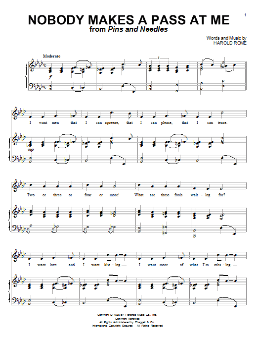 Harold Rome Nobody Makes A Pass At Me sheet music notes and chords arranged for Piano & Vocal