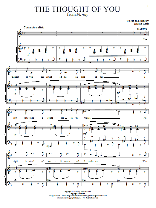 Harold Rome The Thought Of You sheet music notes and chords arranged for Piano & Vocal