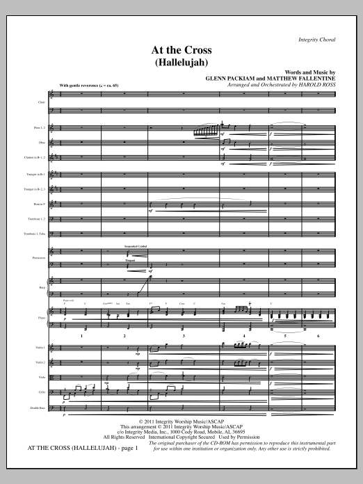 Harold Ross At The Cross (Hallelujah) - Full Score sheet music notes and chords arranged for Choir Instrumental Pak