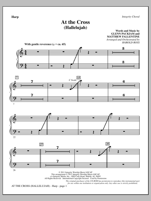 Harold Ross At The Cross (Hallelujah) - Harp sheet music notes and chords arranged for Choir Instrumental Pak