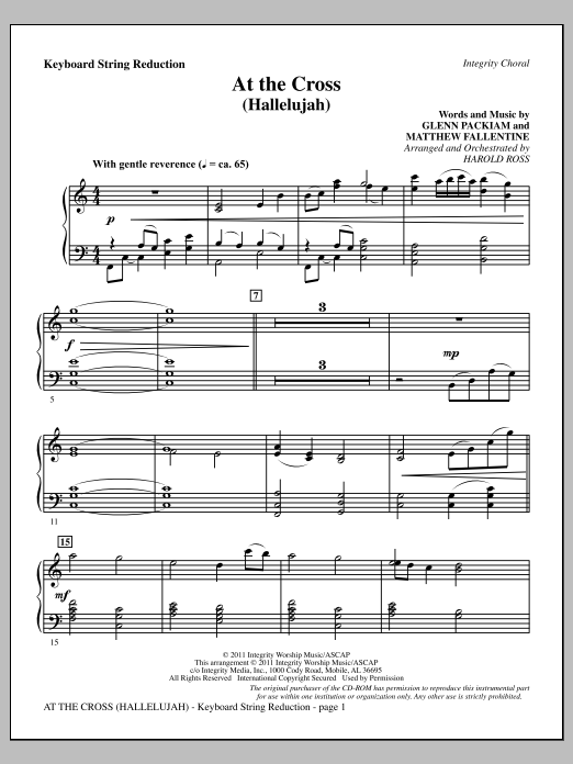 Harold Ross At The Cross (Hallelujah) - Keyboard String Reduction sheet music notes and chords arranged for Choir Instrumental Pak