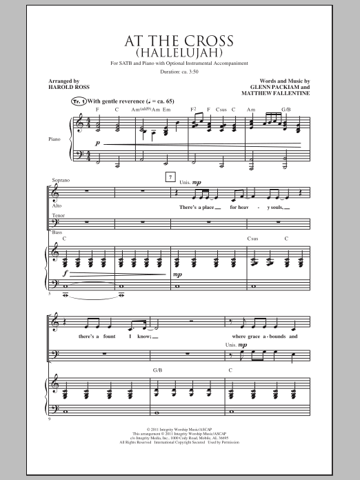 Harold Ross At The Cross (Hallelujah) sheet music notes and chords arranged for SATB Choir