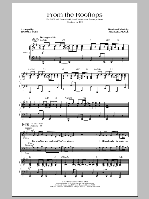 Harold Ross From The Rooftops sheet music notes and chords arranged for SATB Choir