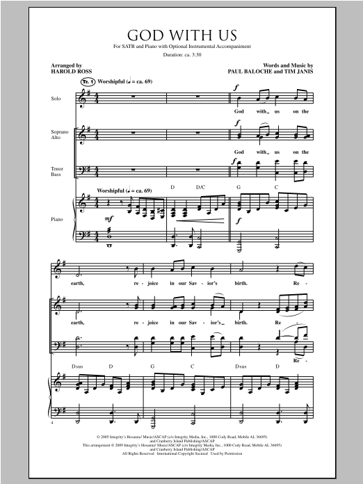 Harold Ross God With Us sheet music notes and chords arranged for SATB Choir