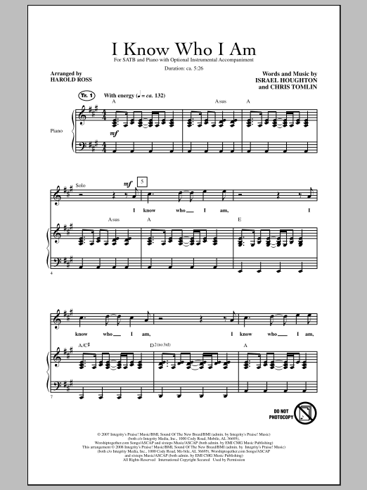 Harold Ross I Know Who I Am sheet music notes and chords arranged for SATB Choir