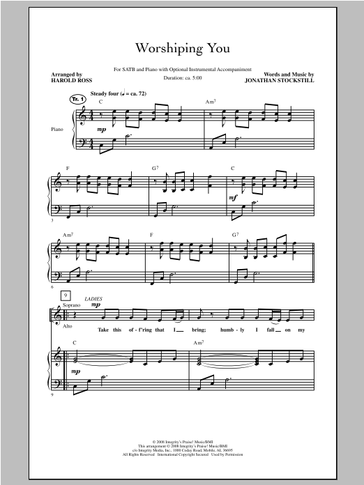 Harold Ross Worshiping You sheet music notes and chords arranged for SATB Choir
