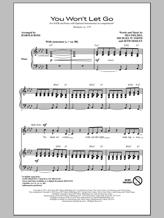 Harold Ross You Won't Let Go sheet music notes and chords arranged for SATB Choir