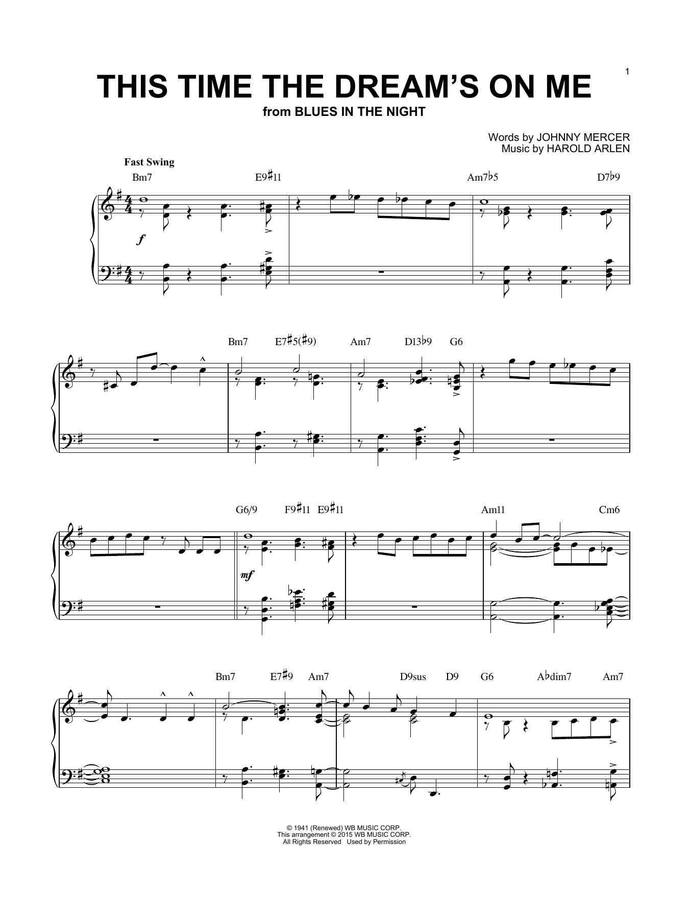 Harold Arlen This Time The Dream's On Me [Jazz version] (arr. Brent Edstrom) sheet music notes and chords arranged for Piano Solo