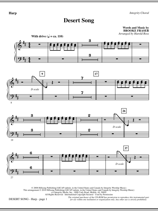 Harold Ross Desert Song - Harp sheet music notes and chords. Download Printable PDF.