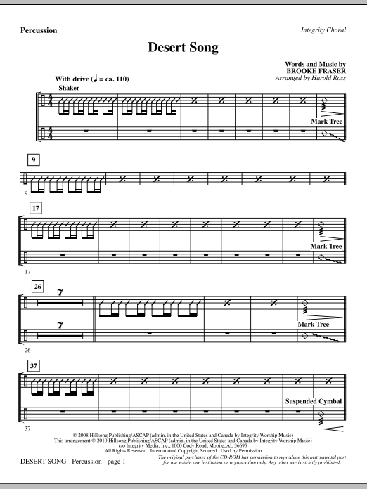 Harold Ross Desert Song - Percussion sheet music notes and chords. Download Printable PDF.