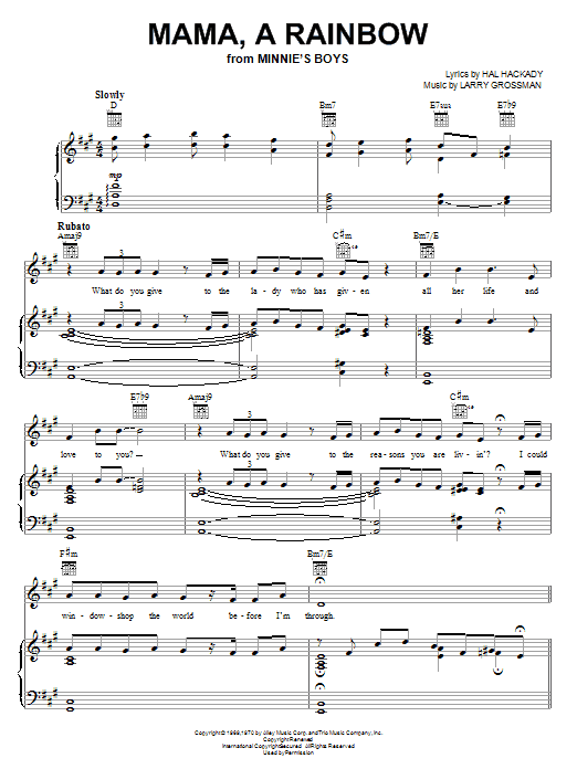 Harpo Marx Mama, A Rainbow sheet music notes and chords arranged for Piano, Vocal & Guitar Chords (Right-Hand Melody)