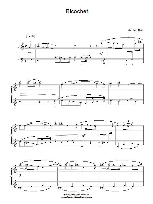 Harriett Bolz Ricochet sheet music notes and chords arranged for Piano Solo