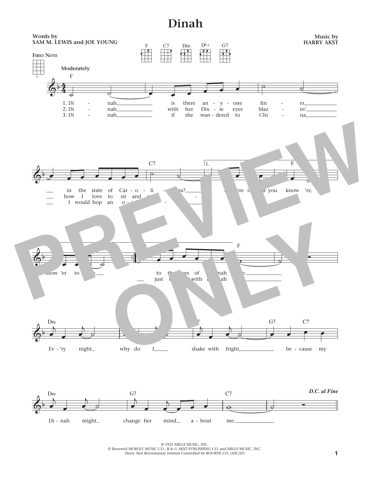 Harry Akst Dinah (from The Daily Ukulele) (arr. Liz and Jim Beloff) sheet music notes and chords arranged for Ukulele