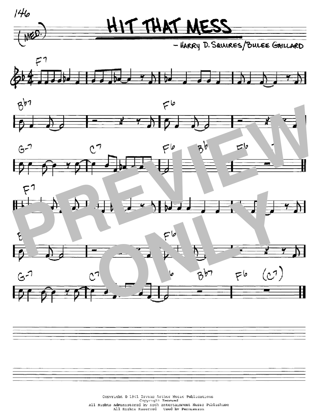 Harry D. Squires Hit That Mess sheet music notes and chords arranged for Real Book – Melody & Chords – C Instruments