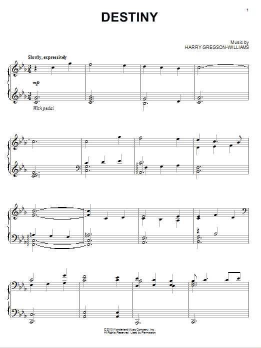 Harry Gregson-Williams Destiny sheet music notes and chords arranged for Piano Solo