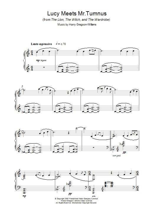 Harry Gregson-Williams Lucy Meets Mr. Tumnus sheet music notes and chords arranged for Piano, Vocal & Guitar Chords (Right-Hand Melody)