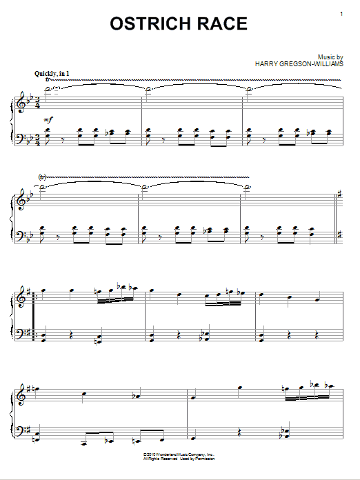 Harry Gregson-Williams Ostrich Race sheet music notes and chords arranged for Piano Solo