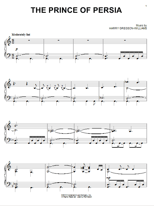 Harry Gregson-Williams The Prince Of Persia sheet music notes and chords arranged for Piano Solo