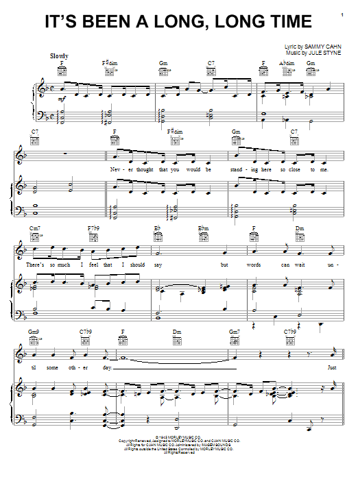Harry James It's Been A Long, Long Time sheet music notes and chords arranged for Piano, Vocal & Guitar Chords (Right-Hand Melody)