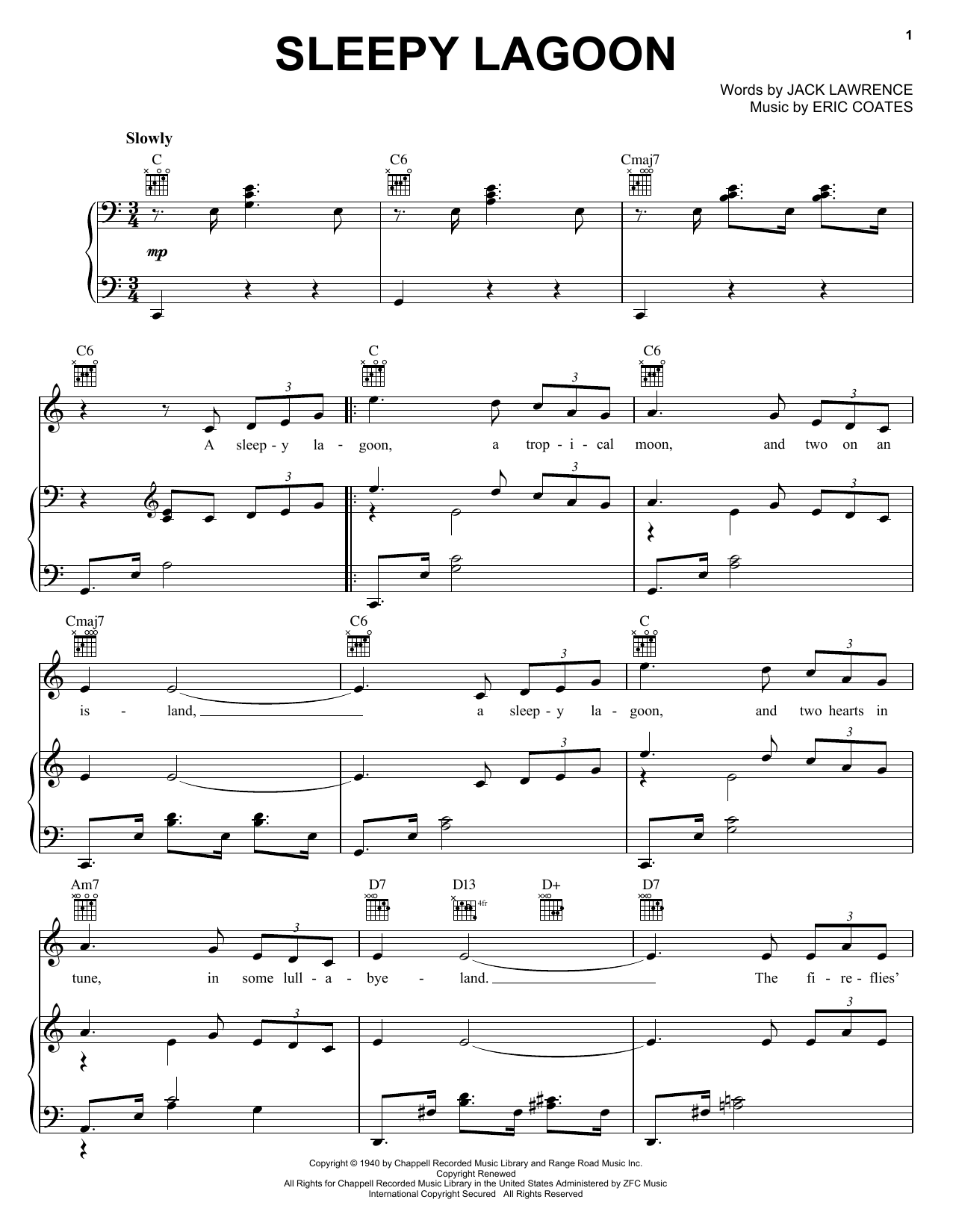 Harry James Sleepy Lagoon sheet music notes and chords arranged for Ukulele