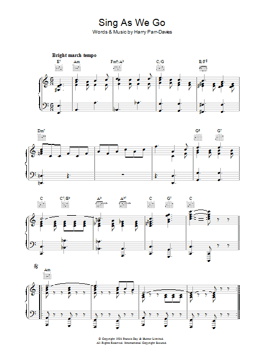 Harry Parr-Davies Sing As We Go sheet music notes and chords arranged for Piano, Vocal & Guitar Chords