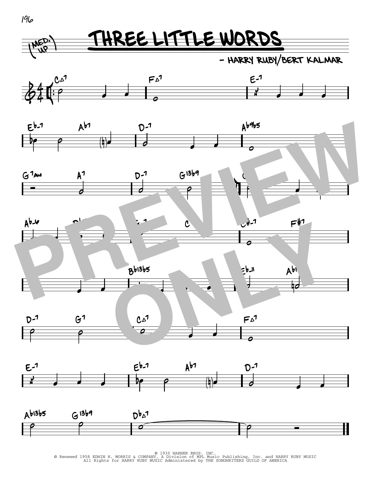 Harry Ruby Three Little Words (arr. David Hazeltine) sheet music notes and chords arranged for Real Book – Enhanced Chords