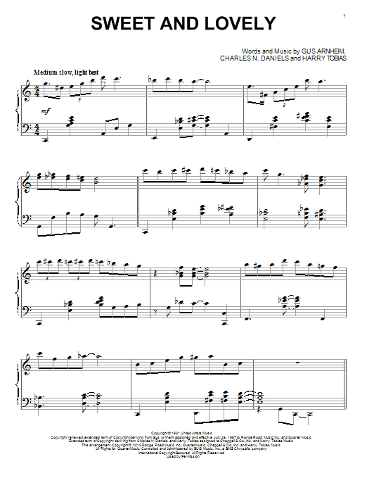 Harry Tobias Sweet And Lovely sheet music notes and chords arranged for Piano Transcription