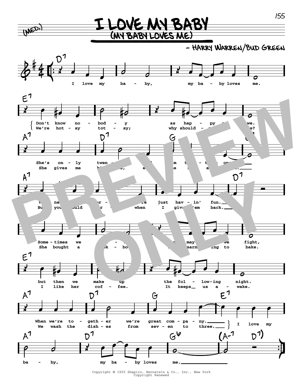 Harry Warren and Bud Green I Love My Baby (My Baby Loves Me) (High Voice) sheet music notes and chords arranged for Real Book – Melody, Lyrics & Chords