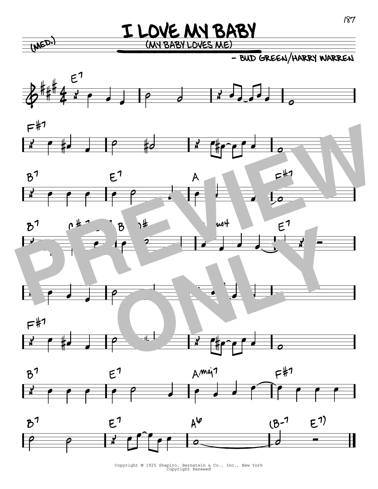 Harry Warren and Bud Green I Love My Baby (My Baby Loves Me) sheet music notes and chords arranged for Real Book – Melody & Chords