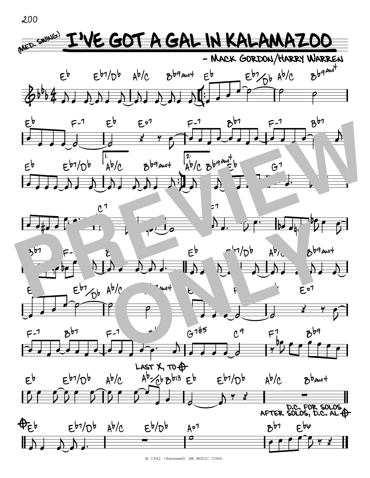 Harry Warren and Mack Gordon I've Got A Gal In Kalamazoo sheet music notes and chords arranged for Real Book – Melody & Chords