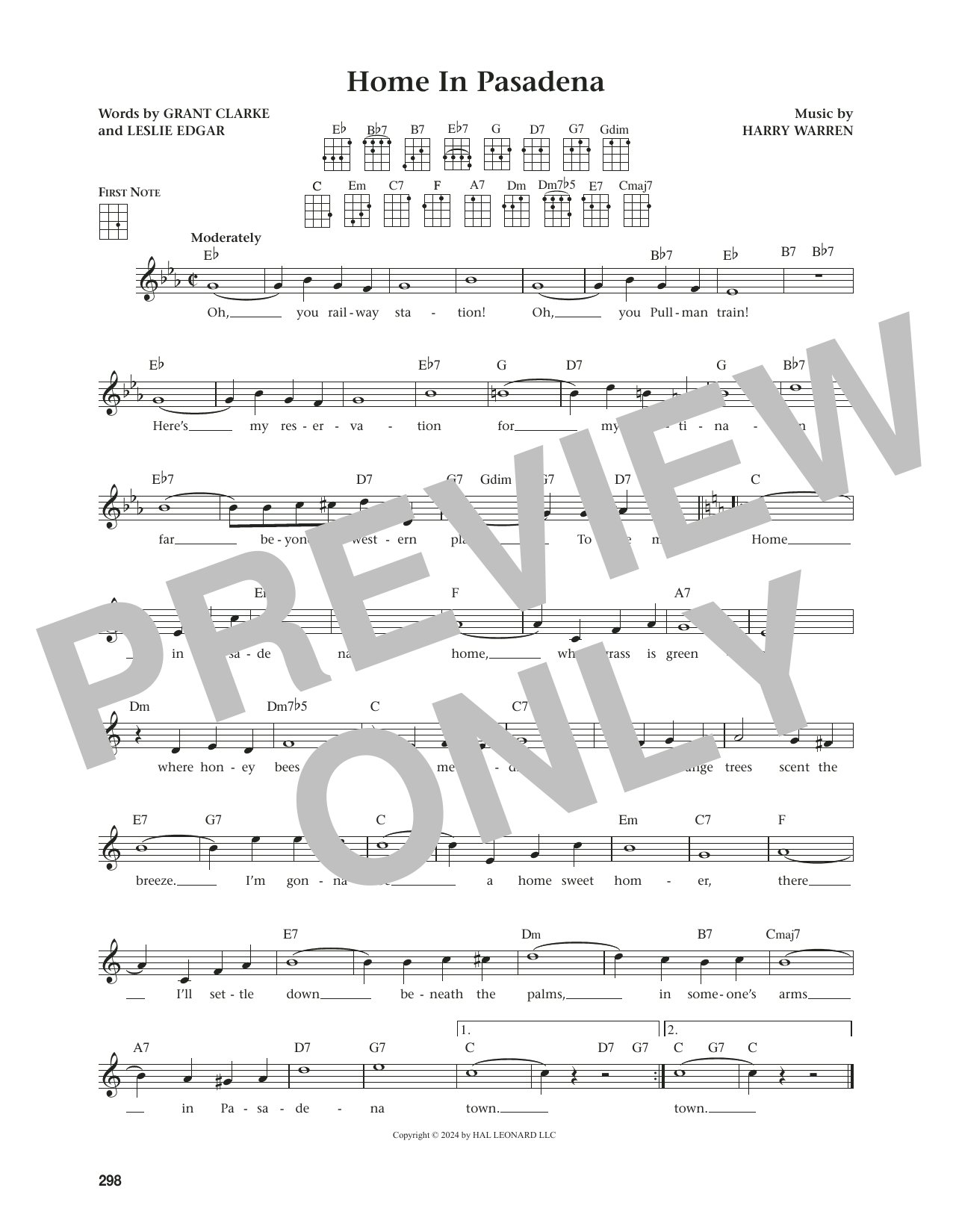 Harry Warren Home In Pasadena (from The Daily Ukulele) (arr. Jim Beloff) sheet music notes and chords arranged for Ukulele