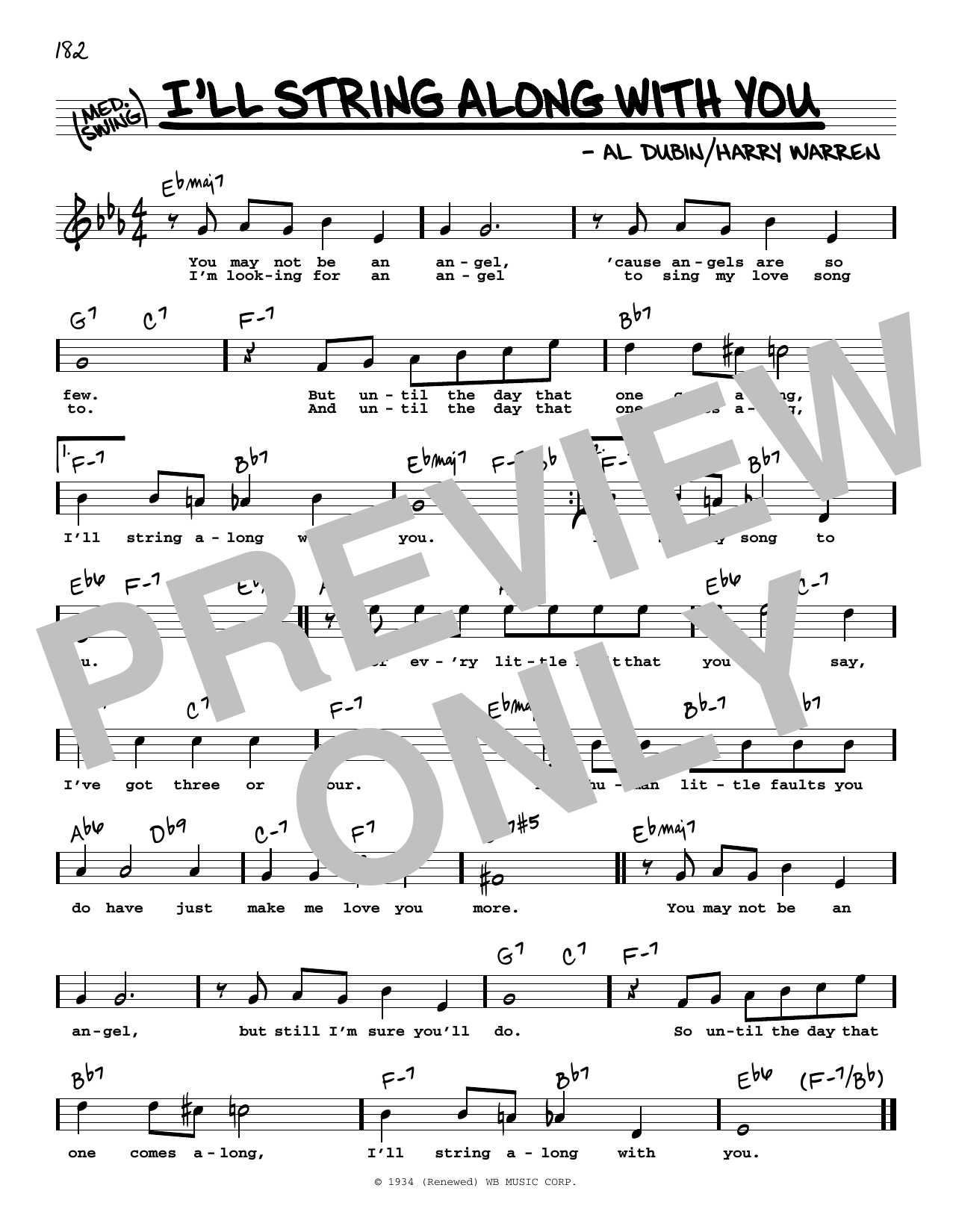 Harry Warren I'll String Along With You (High Voice) sheet music notes and chords arranged for Real Book – Melody, Lyrics & Chords