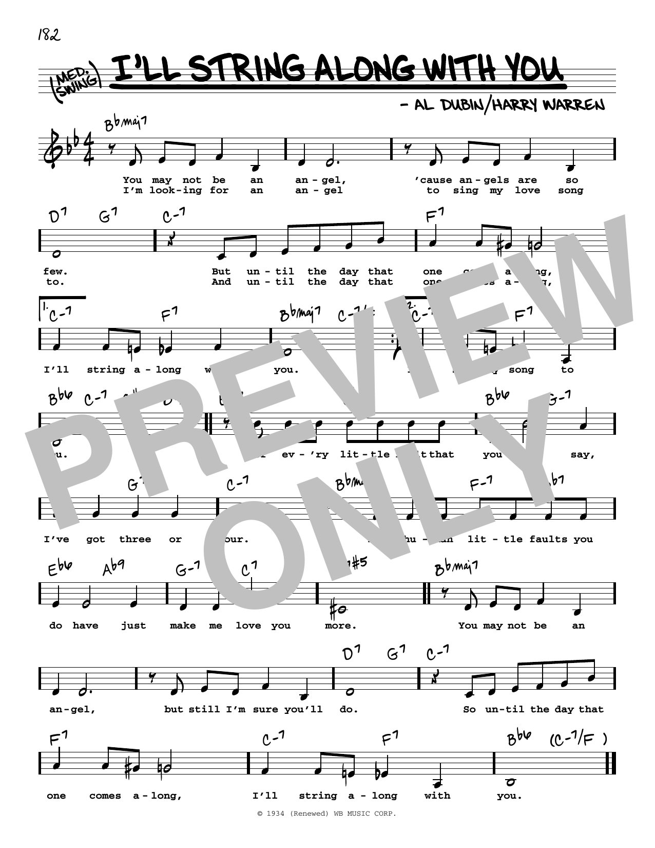 Harry Warren I'll String Along With You (Low Voice) sheet music notes and chords arranged for Real Book – Melody, Lyrics & Chords