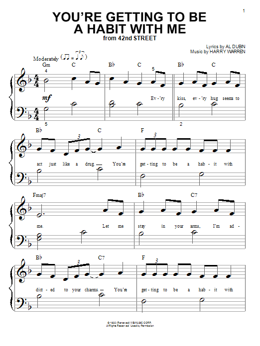 Harry Warren You're Getting To Be A Habit With Me sheet music notes and chords arranged for Piano, Vocal & Guitar Chords
