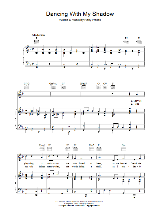Harry Woods Dancing With My Shadow sheet music notes and chords arranged for Piano, Vocal & Guitar Chords