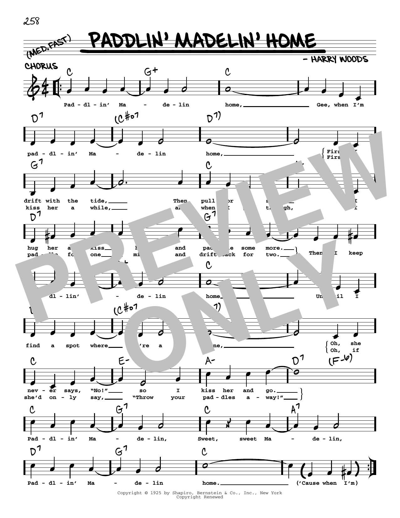 Harry Woods Paddlin' Madelin' Home (arr. Robert Rawlins) sheet music notes and chords arranged for Real Book – Melody, Lyrics & Chords