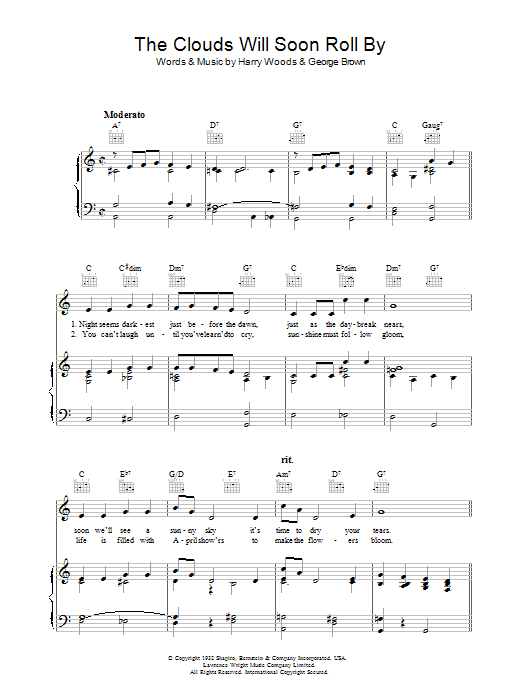 Harry Woods The Clouds Will Soon Roll By sheet music notes and chords arranged for Piano, Vocal & Guitar Chords