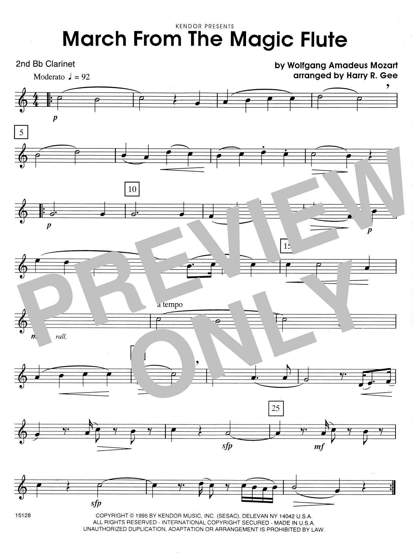 Harry R. Gee March From The Magic Flute - 2nd Bb Clarinet sheet music notes and chords. Download Printable PDF.