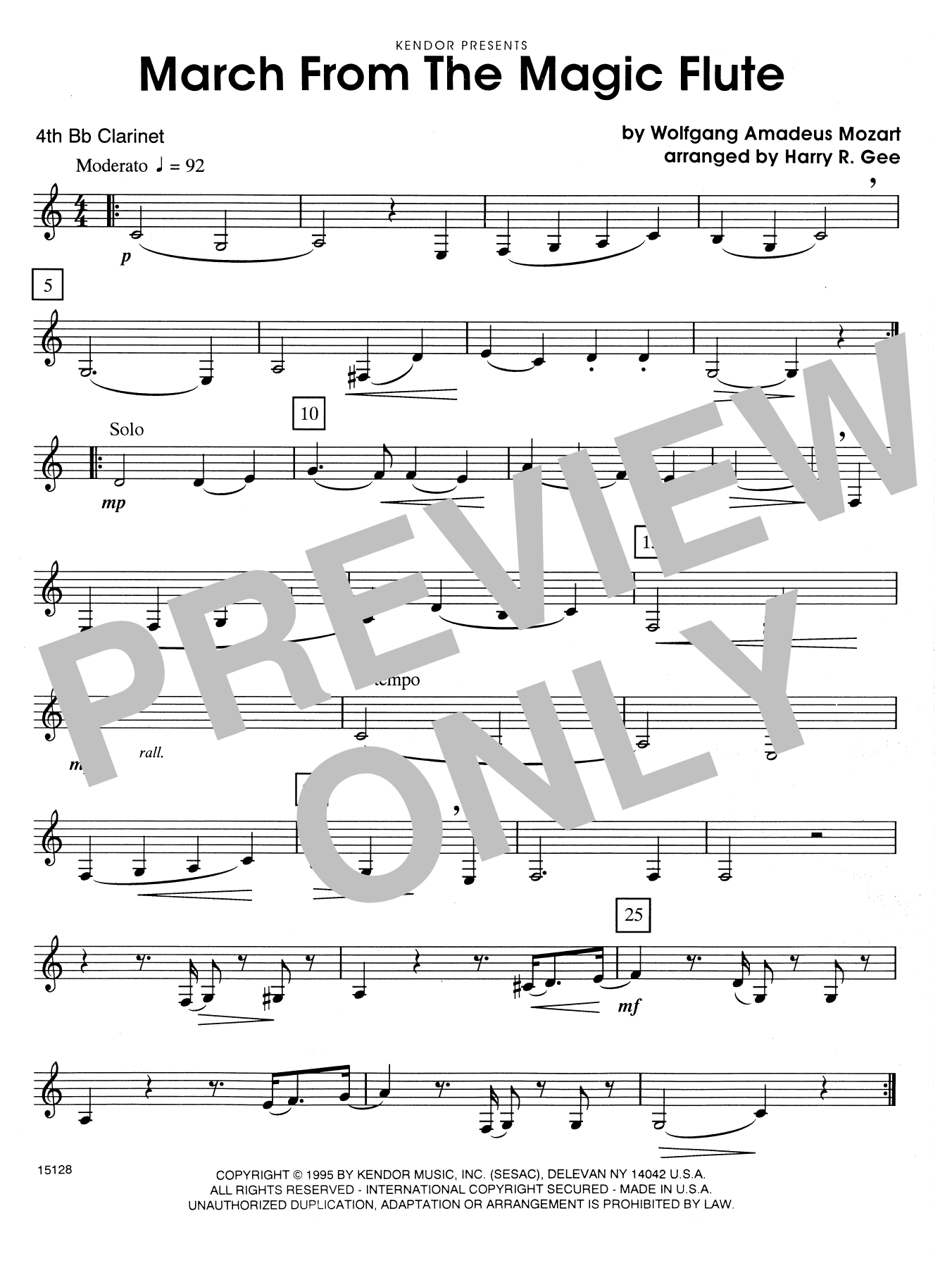 Harry R. Gee March From The Magic Flute - 4th Bb Clarinet sheet music notes and chords. Download Printable PDF.