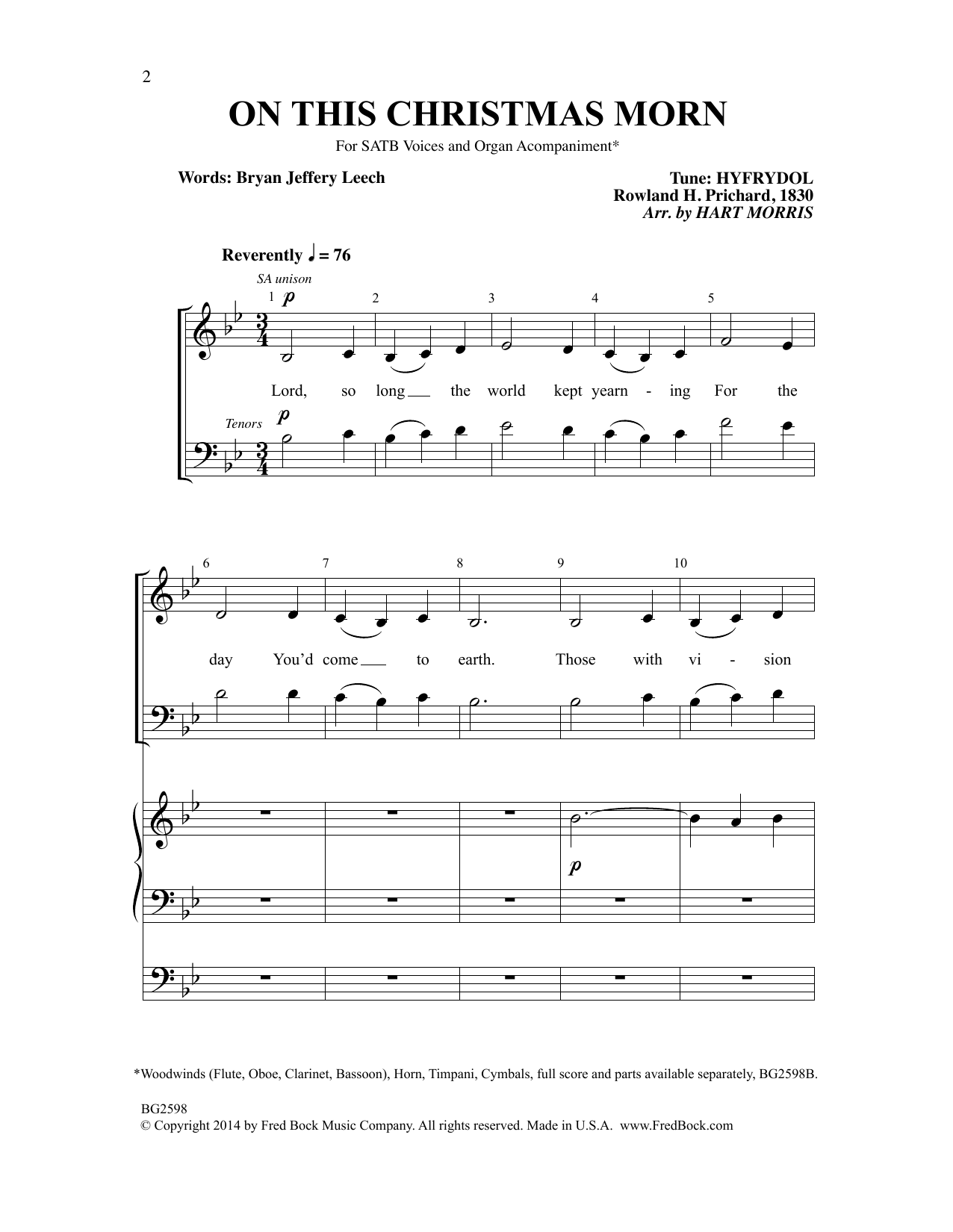 Hart Morris On This Christmas Morn sheet music notes and chords arranged for SATB Choir