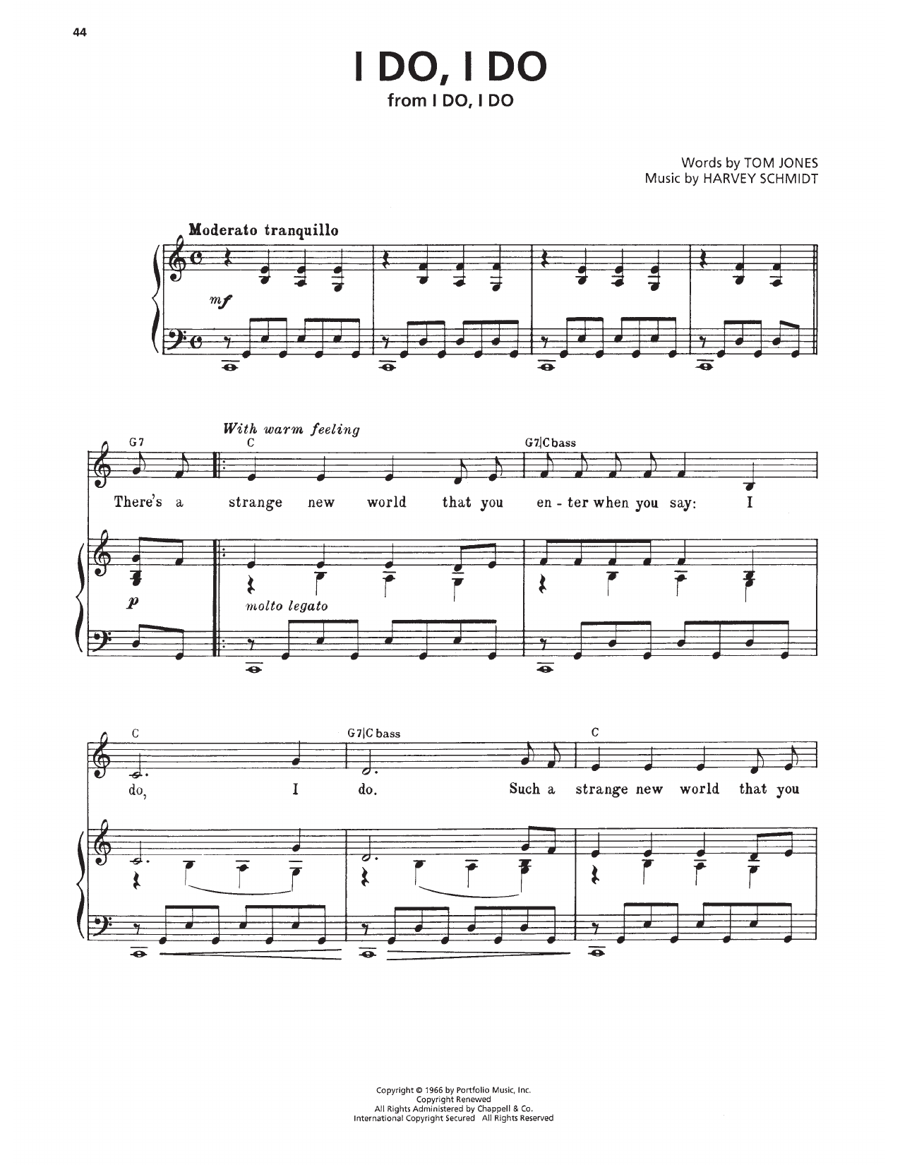 Harvey Schmidt I Do, I Do sheet music notes and chords arranged for Piano & Vocal