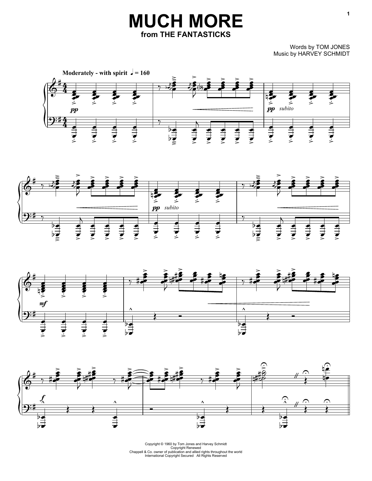 Harvey Schmidt Much More sheet music notes and chords arranged for Piano & Vocal