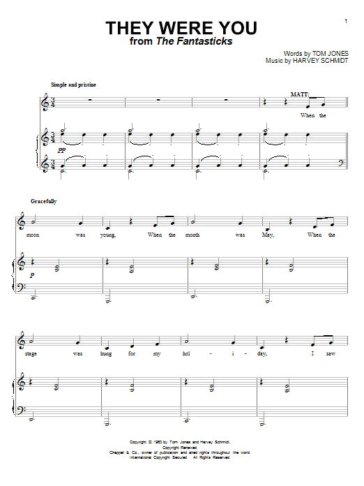 Harvey Schmidt They Were You sheet music notes and chords arranged for Piano & Vocal