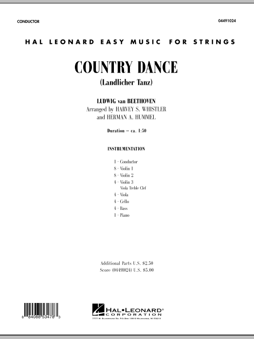 Harvey Whistler Country Dance (Landlicher Tanz) - Full Score sheet music notes and chords arranged for Orchestra